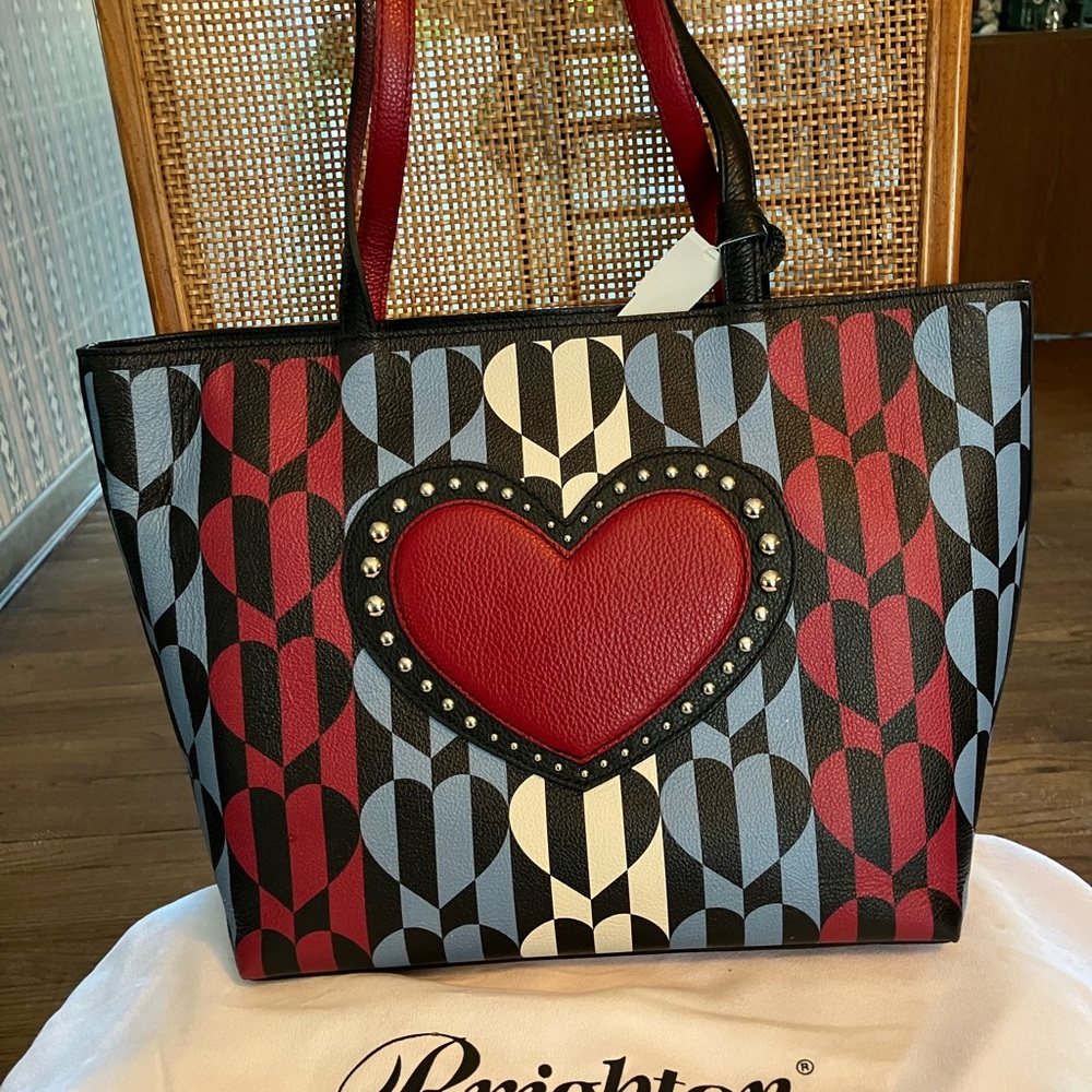 Brighton Fashionista Love Me Do Large Leather Heart Tote, Dust Cover and Pouch - Picture 10 of 11